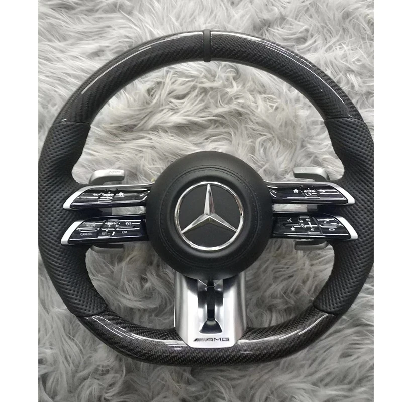 New AMG steering wheel Fit Mercedes-Benz old model modified new AMG leather or carbon fiber steering wheel A E C S G GLC GLE GT