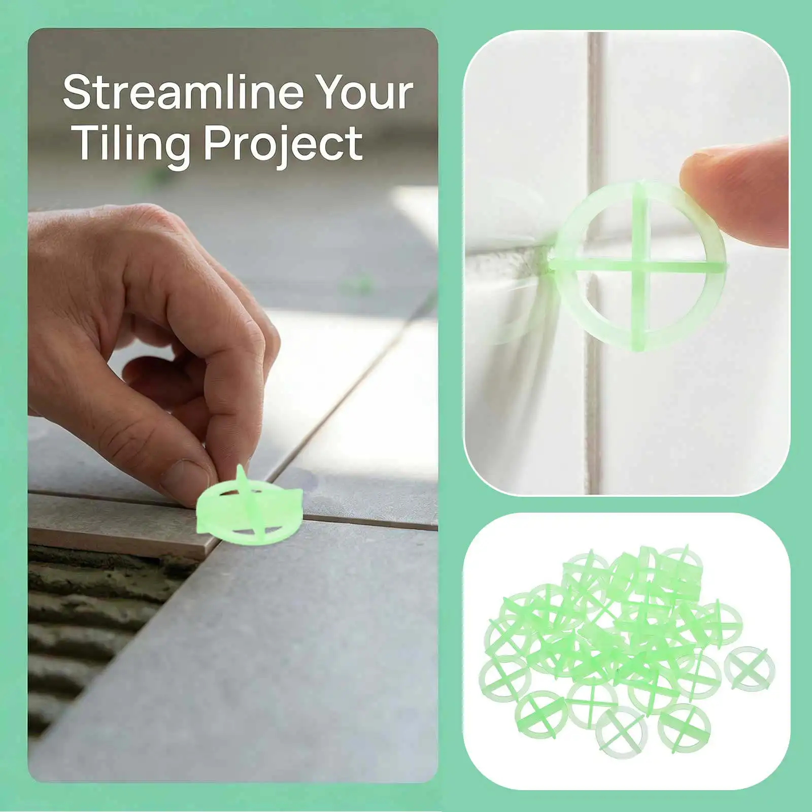 100Pcs Tile Leveler Cross Spacer 1.5mm Green Removable Floor Wall Tile Leveling System Construction Tool Wall Construction Tool