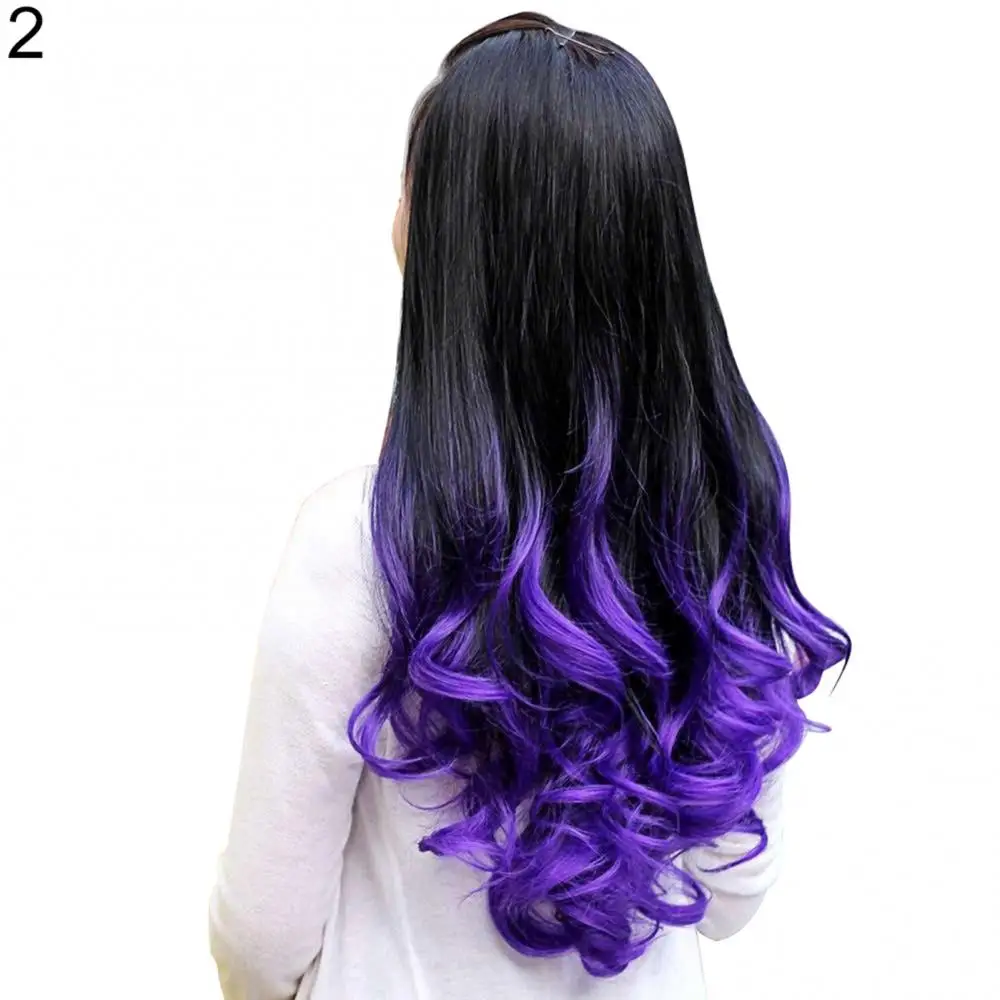 Peruca sintética ondulada longa encaracolada com raízes escuras, cabelo natural ombre, cor gradiente, resistente ao calor, perucas cosplay, cabelo falso