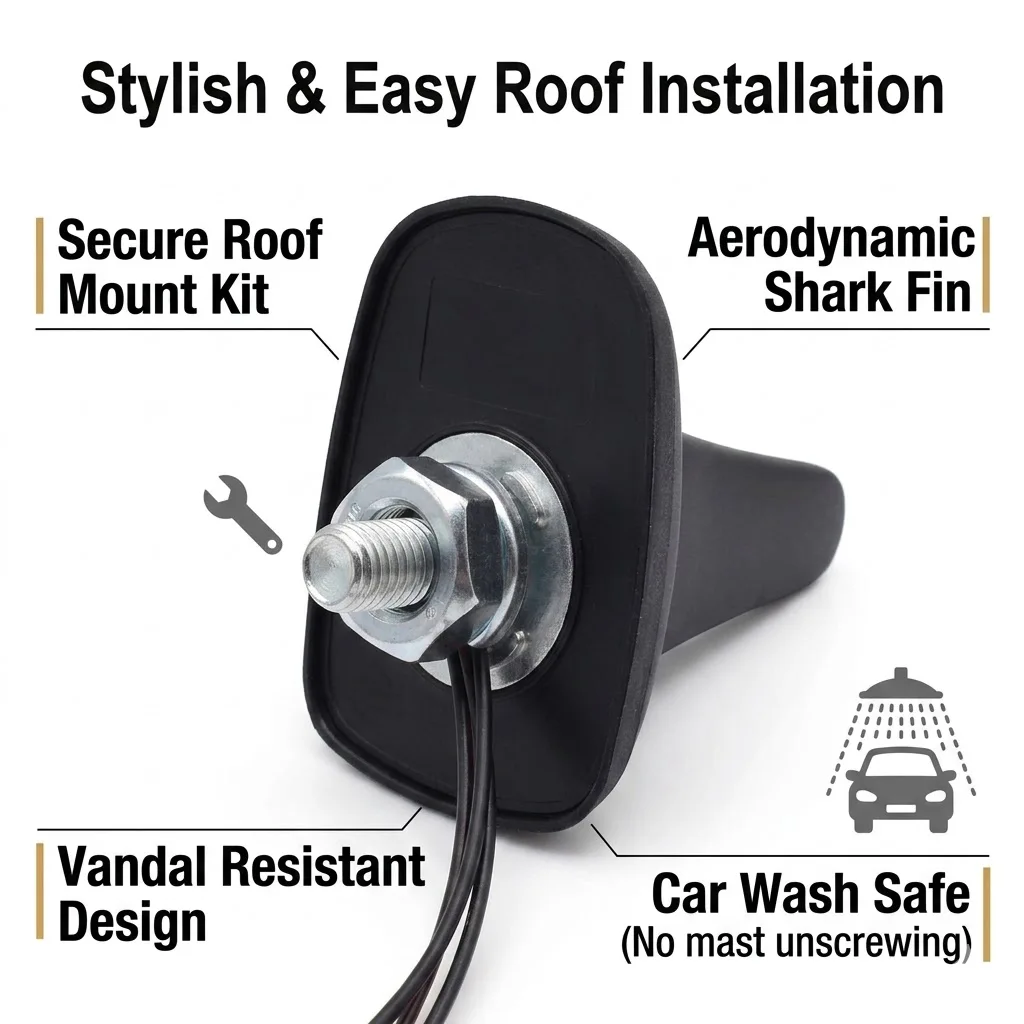 Eightwood Auto GPS DAB+/FM Radio Versterkte Antenne Dak Mount Fakra Haaienvin Antenne En Vervanging Kabel voor Alpine Ezi-DAB
