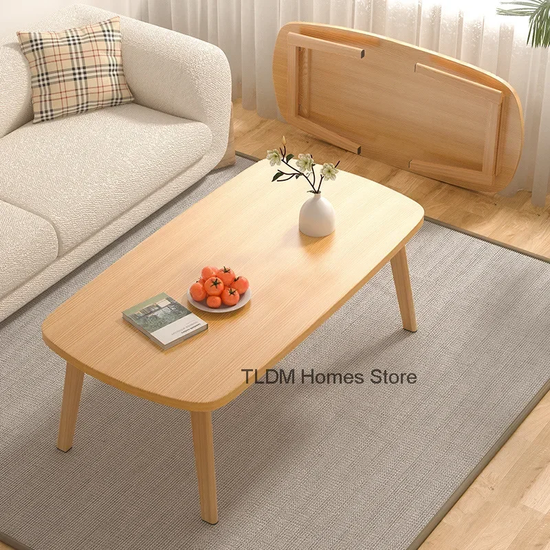 Japanese Folding Solid Wood End Table Tatami Sofa Side Center Tables for Living Room Tea Sundries Storage Reading Home Furniture