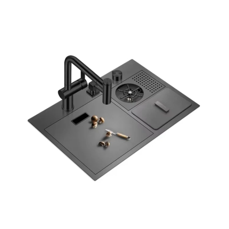 High-quality glass washer 304 stainless steel concealed multi-function kitchen sink with kitchen faucet and lid