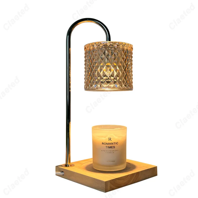 アロマテラピー-ワックス溶解ランプ,時間調光,シンプルな木製アート,寝室のベッドサイドの雰囲気,装飾照明