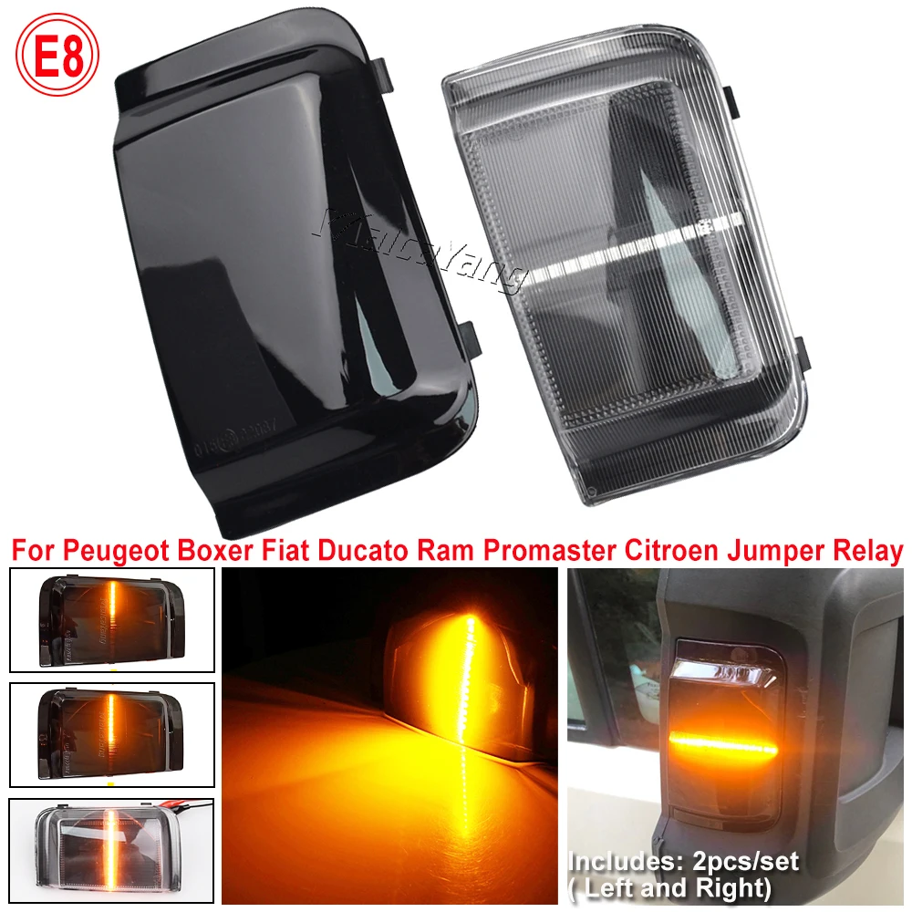 LED Dynamic Amber Side Mirror Turn Signal Lights for Fiat Ducato Citroen Jumper Relay Peugeot Boxer RAM Promaster Car Styling