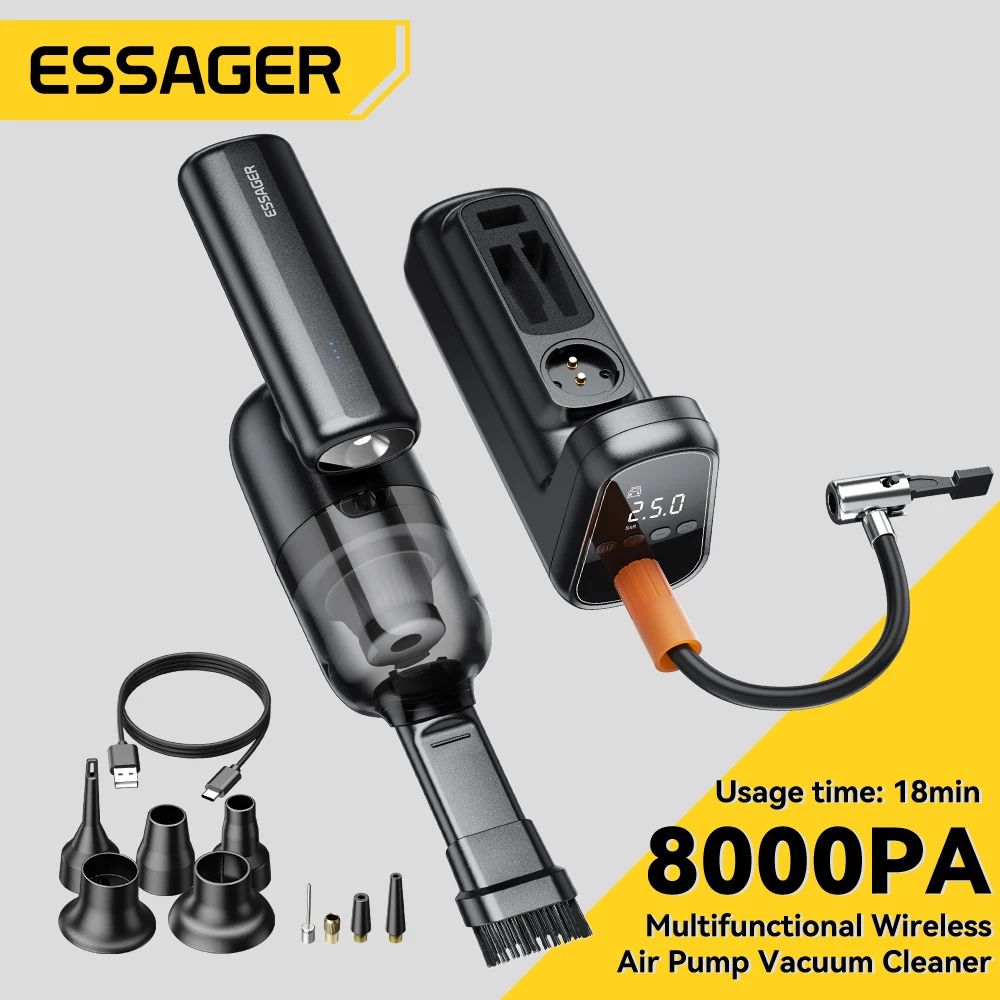 

Essager 8000Pa Wireless Car Vacuum Cleaner Cordless Handheld Auto Vacuum For Car Home Desktop Cleaning Portable Vacuum Cleaner