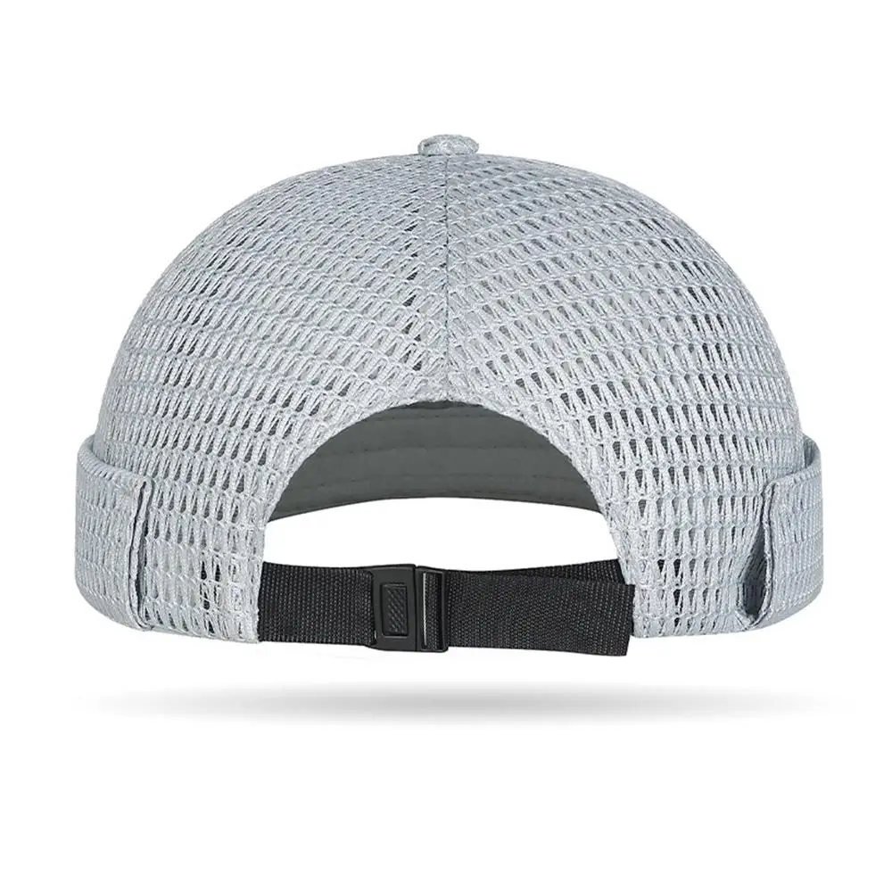 

Brand Men's Brimless Docker Hat Summer Breathable Mesh Net Beanie Cap Rolled Cuff Harbour Hats Sailor Fisherman Landlord Hat