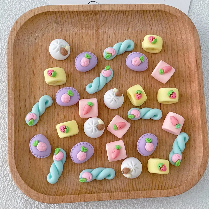 20Pcs Simulation Food Play Pastry DIY Barrette Icebox Mobile Phone Case Handwork Materials Children Plaything Flat Back Resin