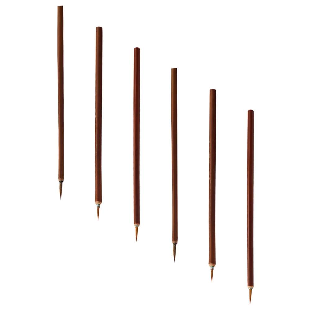 

6 Pcs Brush Calligraphy Painting Oil Pens Fine Detail Hook Line for Drawing Stainless Steel Practical Paintbrushes Student