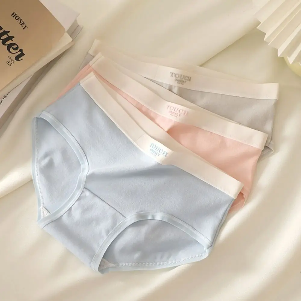 

5PCS Breathable Thin Mid Waist Panties Cotton Crotch Lingerie Simple Solid Briefs Underwear Women's Underpants Gifts