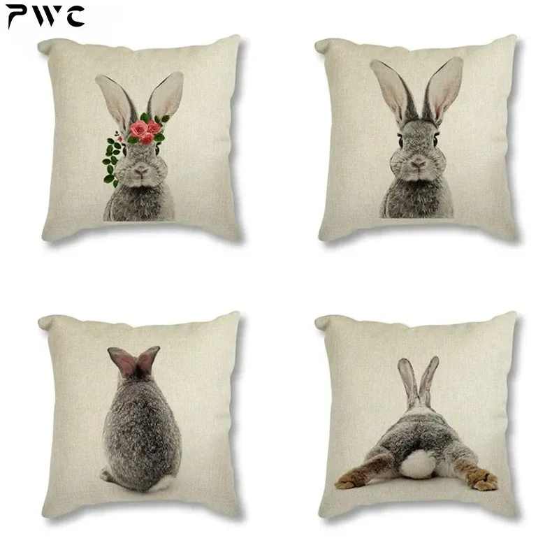 Animal Rabbit Deer Flower Crown Nursery Printed Decorative Cushion Cover Pillow Case Nordic Cushion Cover Sofa Car Decoration