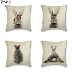 Animal Rabbit Deer Flower Crown Nursery Printed Decorative Cushion Cover Pillow Case Nordic Cushion Cover Sofa Car Decoration