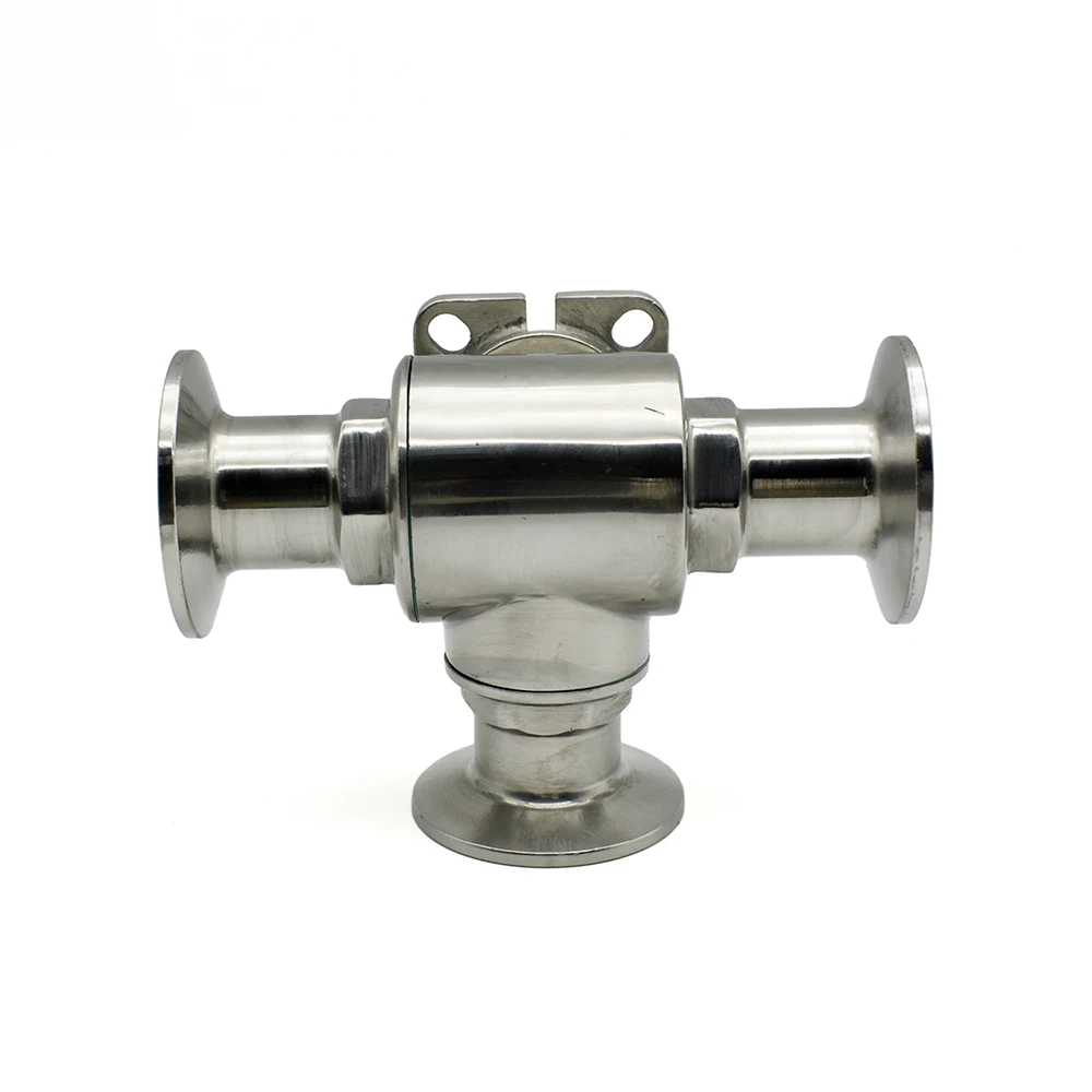 SS304 SS316 Stainless Steel Sanitary T Type L Type ball valve High Platform Clamp Type Fast-mounted  three-way Valve OD19mm-51mm