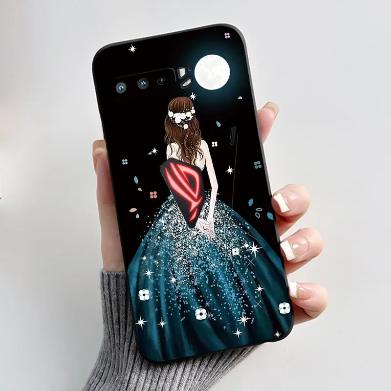 For ASUS ROG Phone 3 5 5S Case Soft Silicone Black Shells Cover For ASUS ROG 5 5s 3 Coque Cute Flower Cartoon Printing Casing - view 5