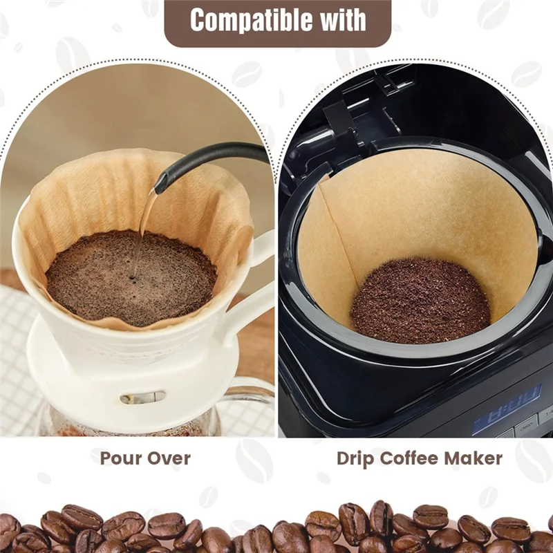 ABBP-8-12 Cup Coffee Filters,Unbleached Cone 200 Count Disposable Natural Paper Cone Filters