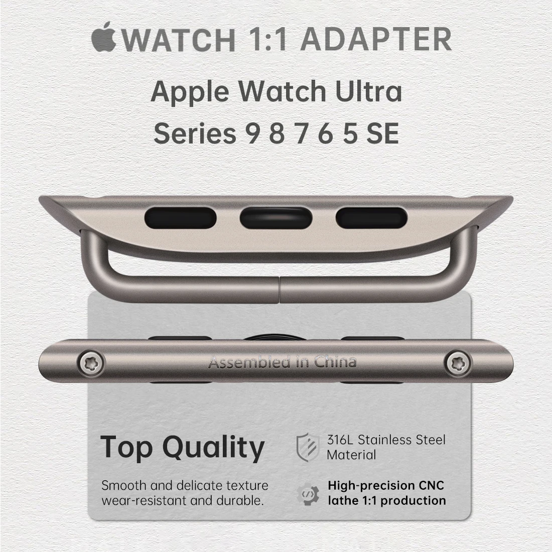 Top Quality, 2pcs Apple Watch Ultra Band Adapter, For 49mm 45mm 44mm 41mm Apple Watch Strap Stainless Steel Connector