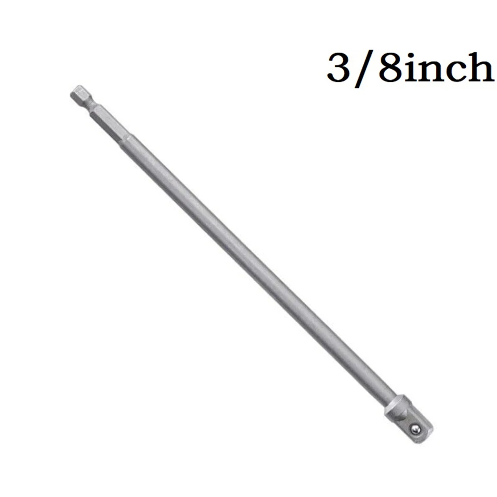 Socket Bar Wrench Adapter Extension Tool 1/4 Inch Hex Shank 1/4 3/8 1/2 Sizes Chrome Vanadium Steel 200mm Length