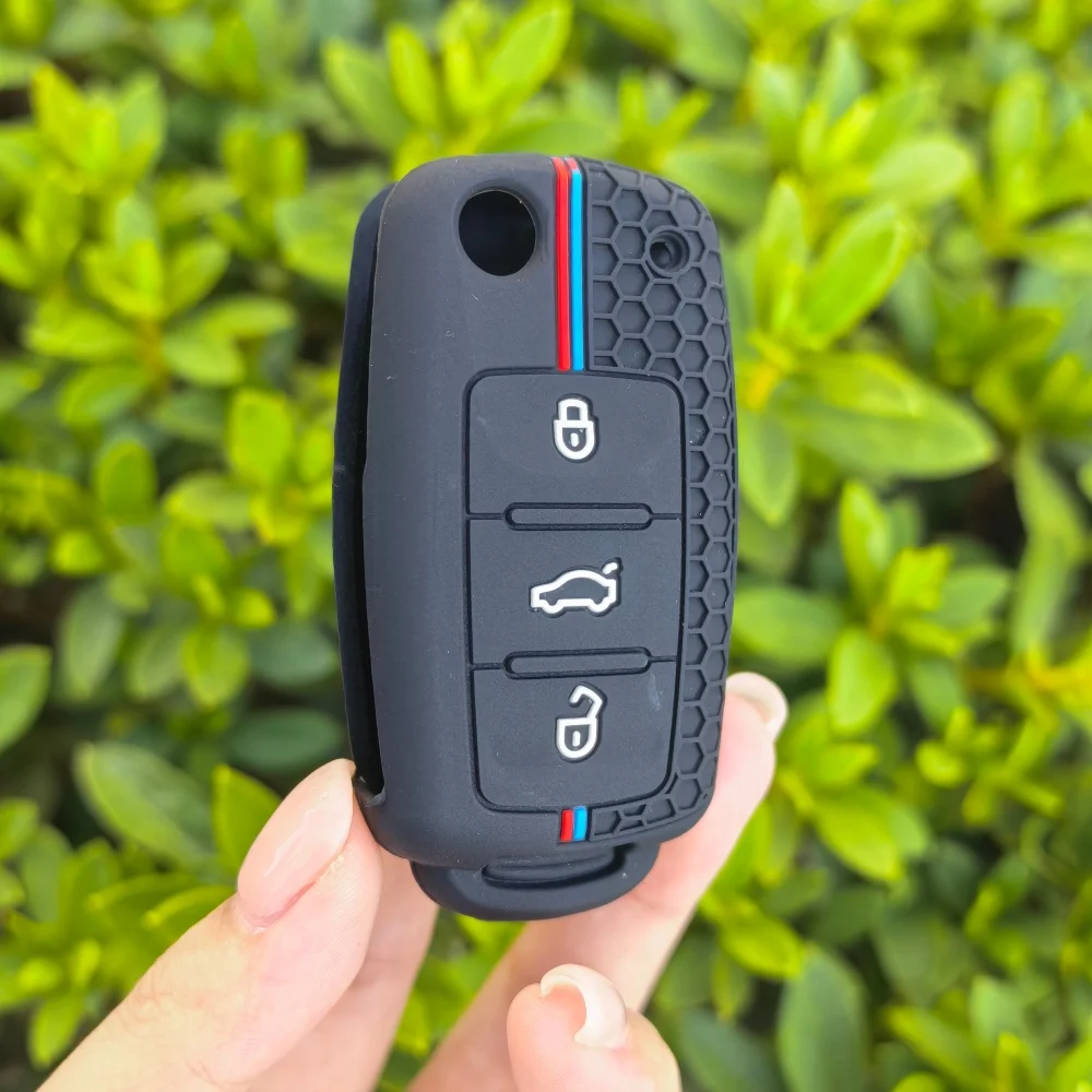 

Силиконовый чехол-флип для автомобильного ключа для SKODA Fabia Octavia, SEAT Leon Toledo Altea Ibiza, VW Golf Polo Bora Beetle