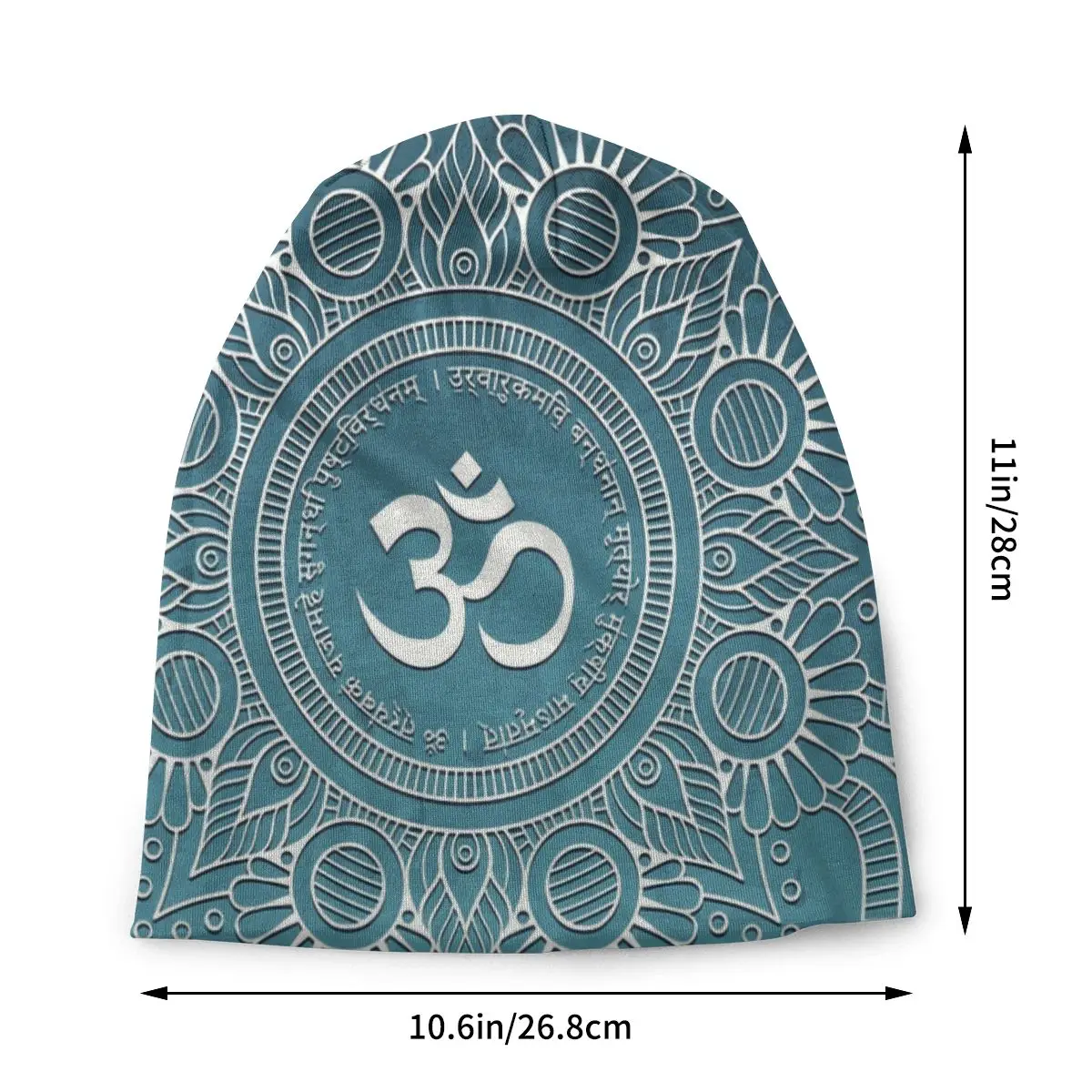 Custom Unisex Bonnet Knitting Hat Maha Mrityunjaya Mantra Hip Hop Beanies Adult Om Yoga Mandala Buddhism Aum Beanie Hats Cap