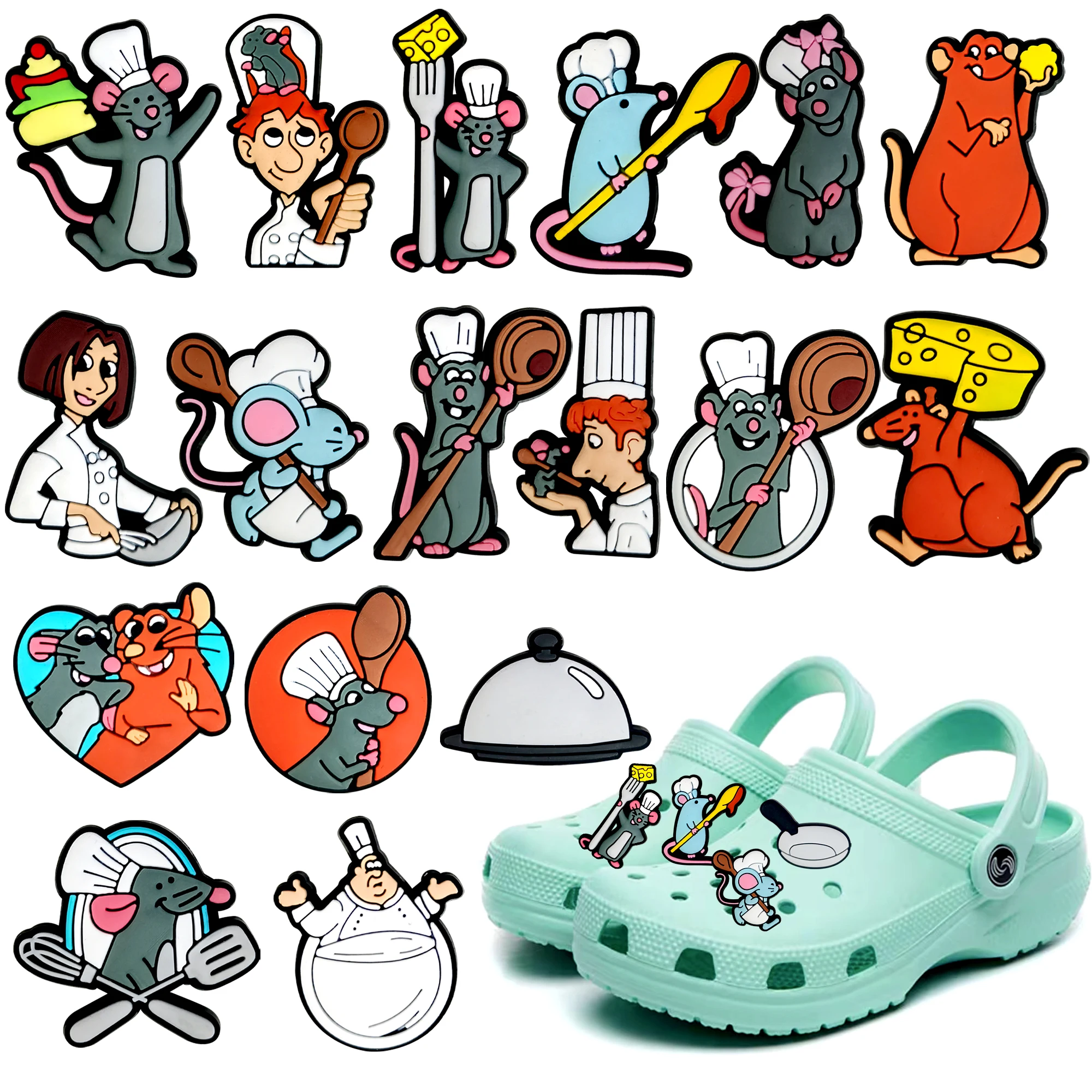 18-100Pcs Cartoon Shoe Charms For Slides Clog Sandals Shoes Decorations Accessories Buckle For Friend Party Gifts