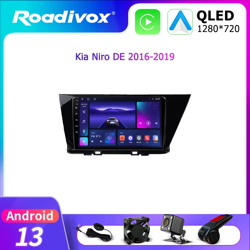 roadivox Android car radio for Kia Niro DE 2016 2019 stereo GPS Navigation video Multimedia Player tape recorder  carplay