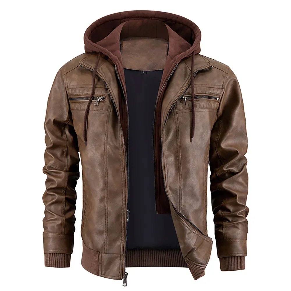 

Fashion Black Warm Clothing Men New Men's Leather Jackets Motorcycle Leather Coats High Quality Slim Business PU Leather Tops