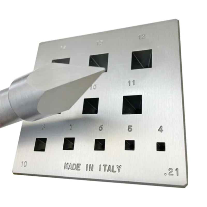 O.M.O Italy Square Bezel Block & Punch Set Precision 17 Angle Tool for Jewelers 4-14mm Hardened Steel Setting Block