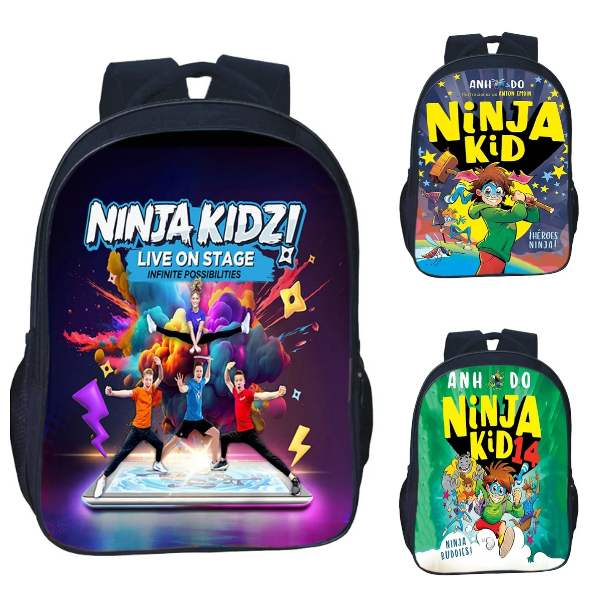 

Student NINJA KIDZ Cartoon 3D Print Backpack Boy Girl Casual Double Schoolbag Fashion Waterproof Knapsack DIY Custom Backpacks