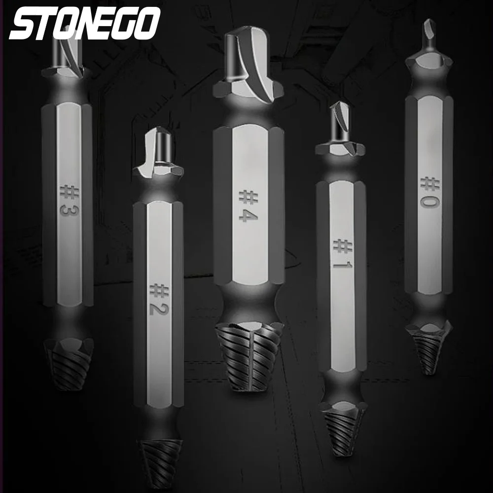 STONEGO Stripped Screw Extractor Drill Kit - HSS 4341 Broken Bolt Extractor for Easy Removal of Damaged Screws 1PC/4PCS/6PCS