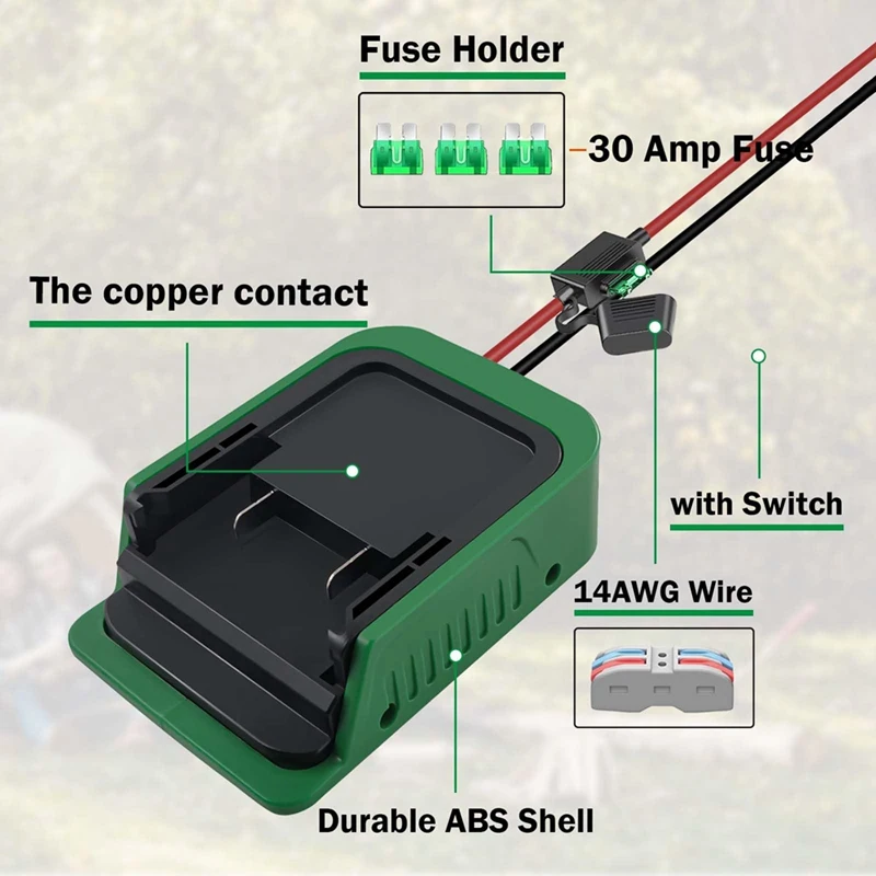 2Pcs Power Wheels Adapter For Hitachi 18V 36V For Metabo HPT 18V Battery With Fuse For Rc Car, Robotics,Rc Truck,DIY Use