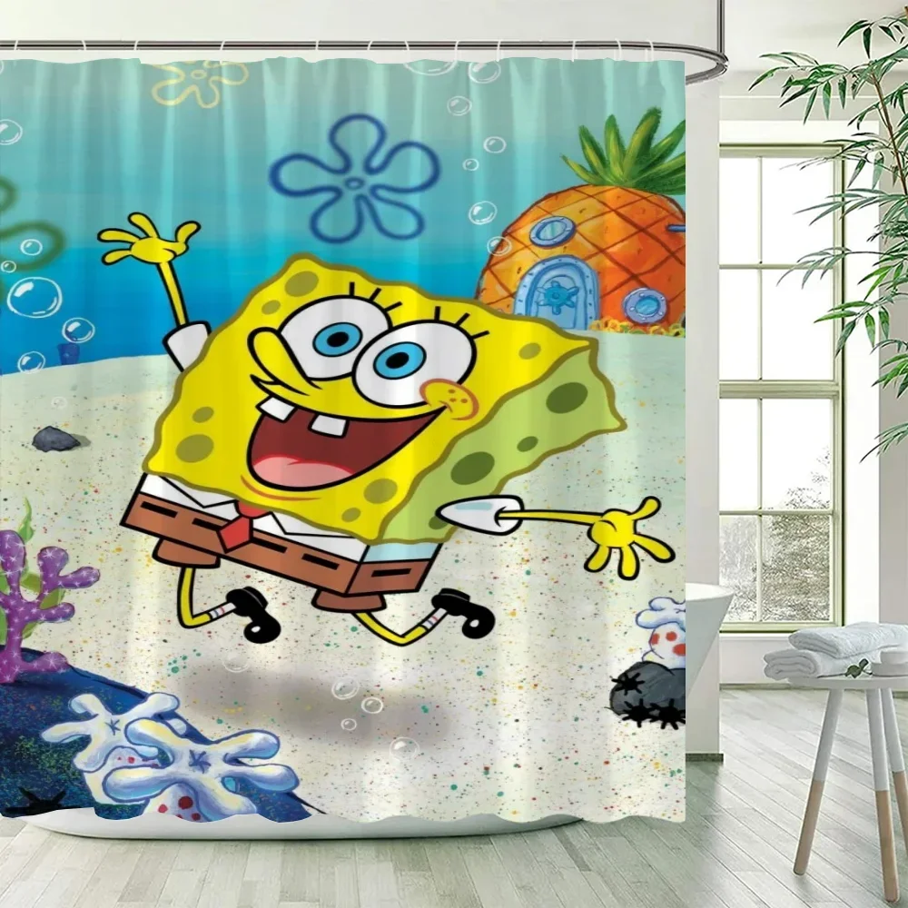 Spongebobs Shower Curtains for Bathroom Curtain Folding Partition Accessories Bath Bedrooms Houses Rooms Quarto Waterproof the