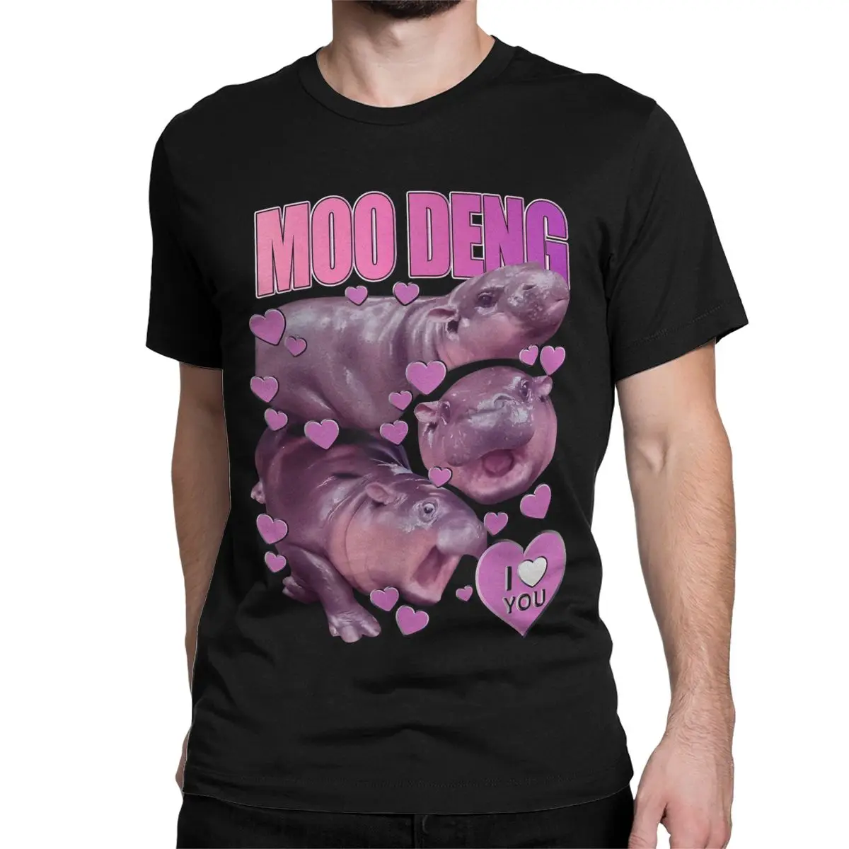 Men Women T-Shirt Moo Deng The Famous Baby Pigmy Hippo Novelty 100% Cotton Tee Shirt T Shirts Round Neck Clothes Gift Idea