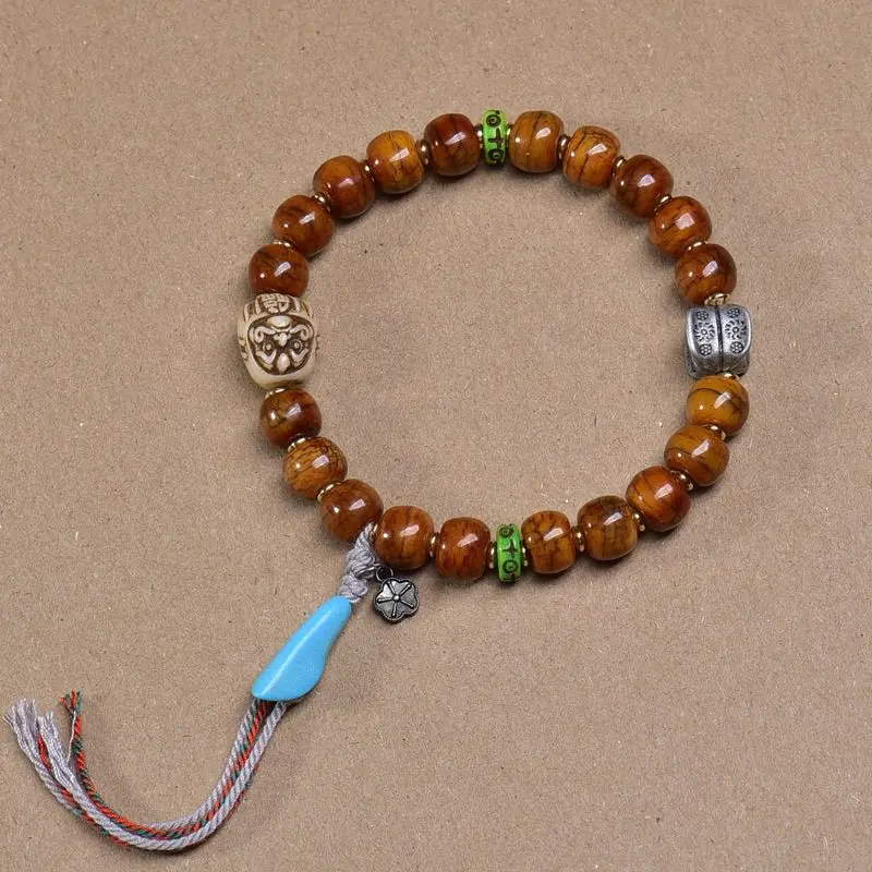 

Tibet Natural Yak Retro Tibetan Bracelet Buddha Bead Turquoise Hand String Ethnic Men's and Women's Wen Play Lucky Accessories