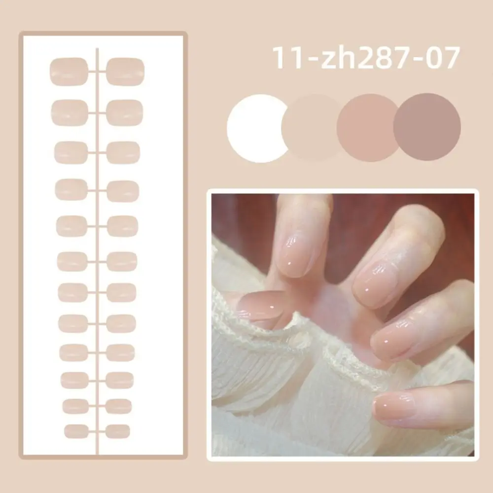 24 stuks afneembare effen kleur nepnagels mini volledige dekking korte vierkante kop kunstnagels heldere draagbare opdruknagels dames