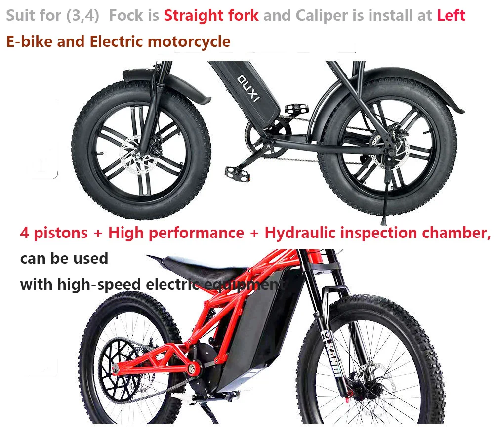 E-Bike Electric Scooter motorcycle Hydraulic Disc 4 Pistons Brake Power Off Caliper 180mm SM 2Pin 3Pin Plug High performance