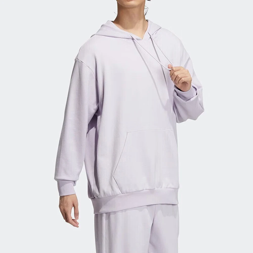 Adidas Sportswear Series Light Purple Hooded Sweatshirt Minimalist Design Soft Fabric Adjustable Hood For Daily Casual Outings
