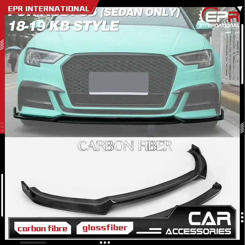 For Audi S3 (Sedan)17-19 KB Style Carbon Fiber Front Bumper Lip spoilers Diffuser Trim Bodykits