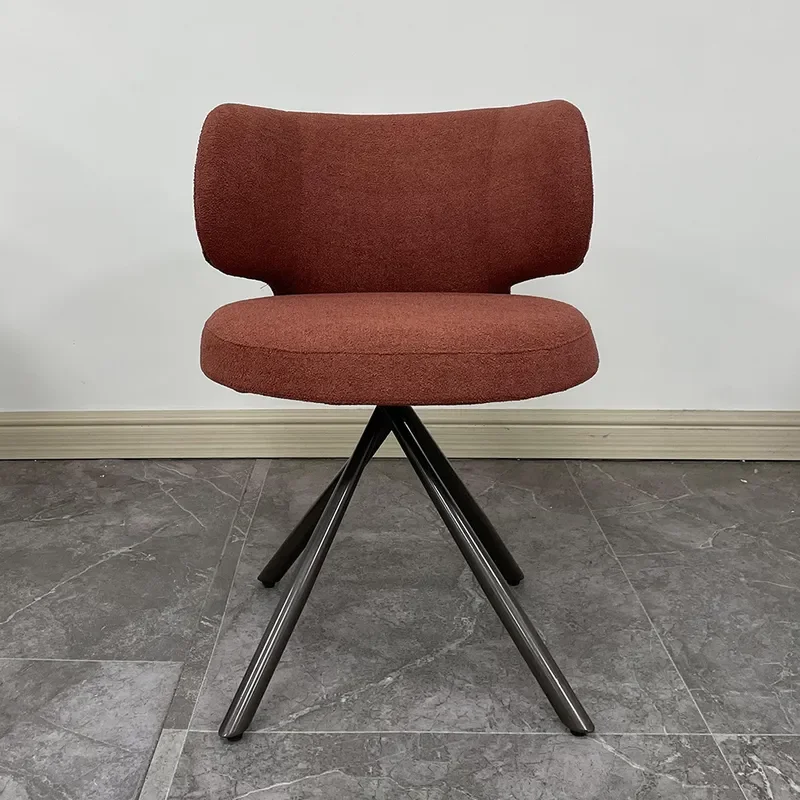 Rotatable Dining Chair for Restaurant Hotel Home Use Flannel Upholstered Iron Frame Dressing Stool Makeup Chair for Internet