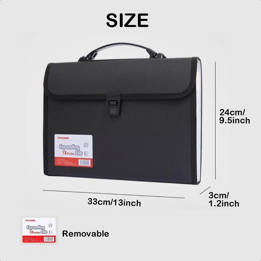 Organizzatore di file per fisarmonica formato lettera A4 a 12 tasche con manico Cartella di file espandibile Organizzatore di carta portatile Plasti espandibile