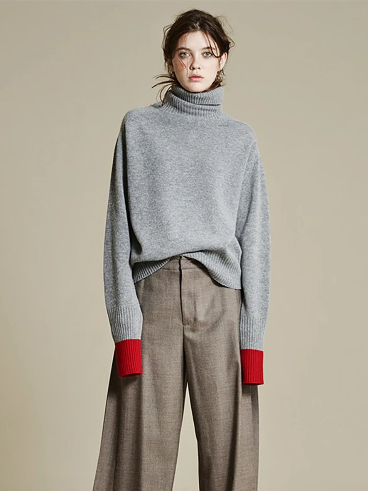 

Thiened Camere Sweater Women's Large Size High Collar Lazy Sle Loose Autumn Winter Overhead Knitted Women's irt
