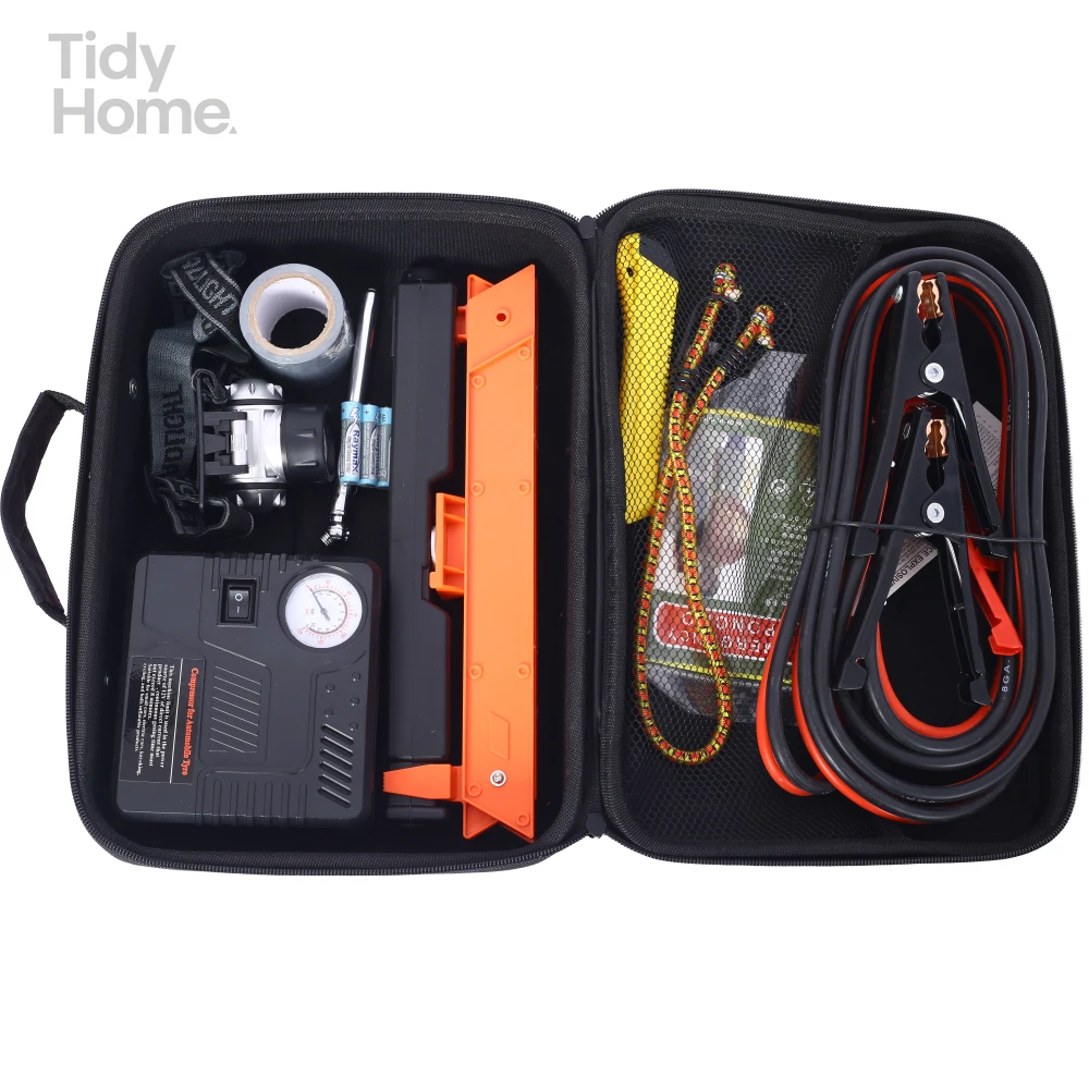 

Auto Safety Emergency Kit, Emergency Car Kit with Portable Air Compressor, road side assistance kit for both trucks and cars