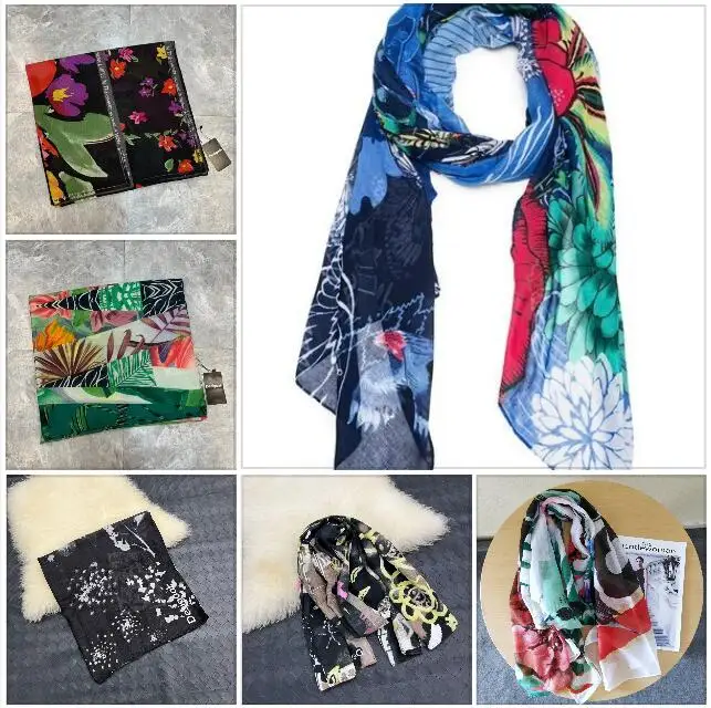 Foreign Trade Spain D Original Scarf Printed Thin Sunshade Beach Scarf Shawl Retro Soft Fashion