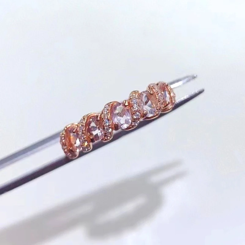 

Natural Morganite Ring Real 925 Silver Morganite Jewelry 3mm*4mm Total 0.6ct 925 Silver Jewelry Gift for Girlfriend