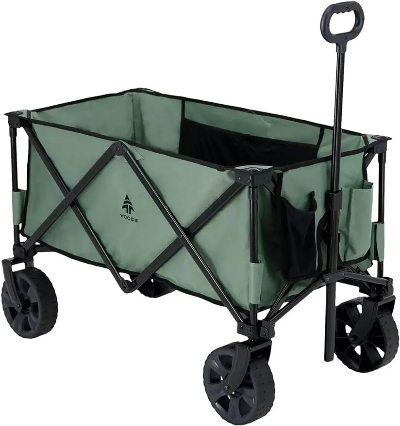 

Outdoor Collapsible Folding Garden Utility Wagon Cart w/ 225 Pound Capacity, 7 Cubic Feet of Storage for Camping, Beach, &