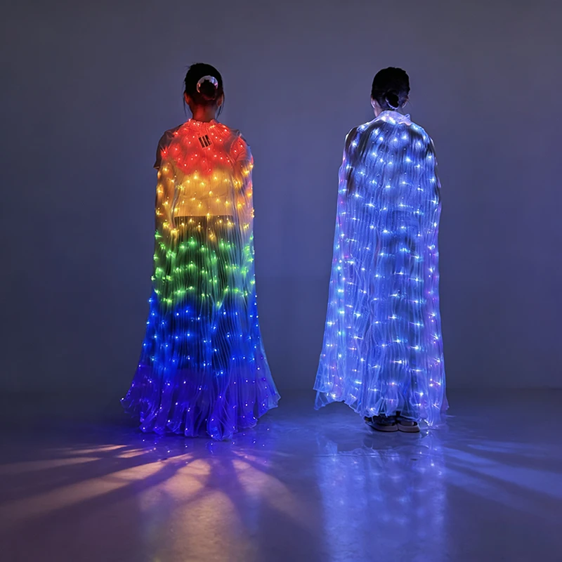 LED Belly Dance Fairy light wings Świecące jedwabne skrzydła motyla świecące taniec płaszcz ubrania dla kobiet dziewczyna kostium wydajności — zdjęcie 3