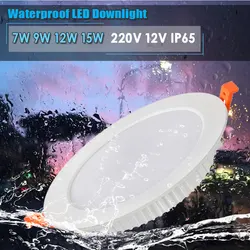 LED Downlight IP65 Waterproof 9W 12W 15W 7W for Bathroom 220V 12V Kitchen  Toilet Eaves Ceiling Lamp White Spot Light