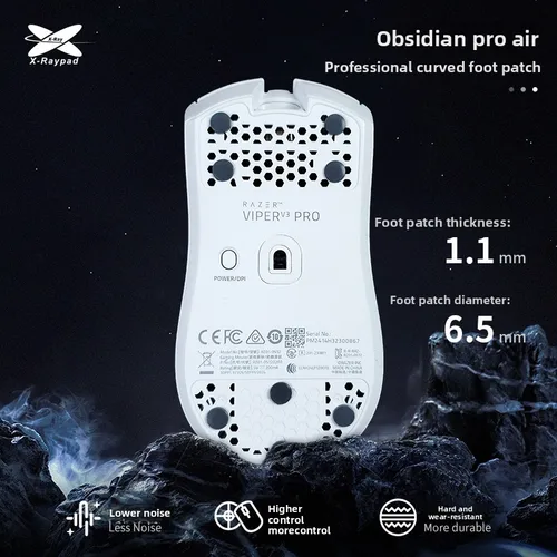 Obsidian Pro Air-Raypad-pegatina para ratón, amortiguación, pegatinas de poliuretano de alta resistencia, U-PE, patines universales con puntos, menos ruido