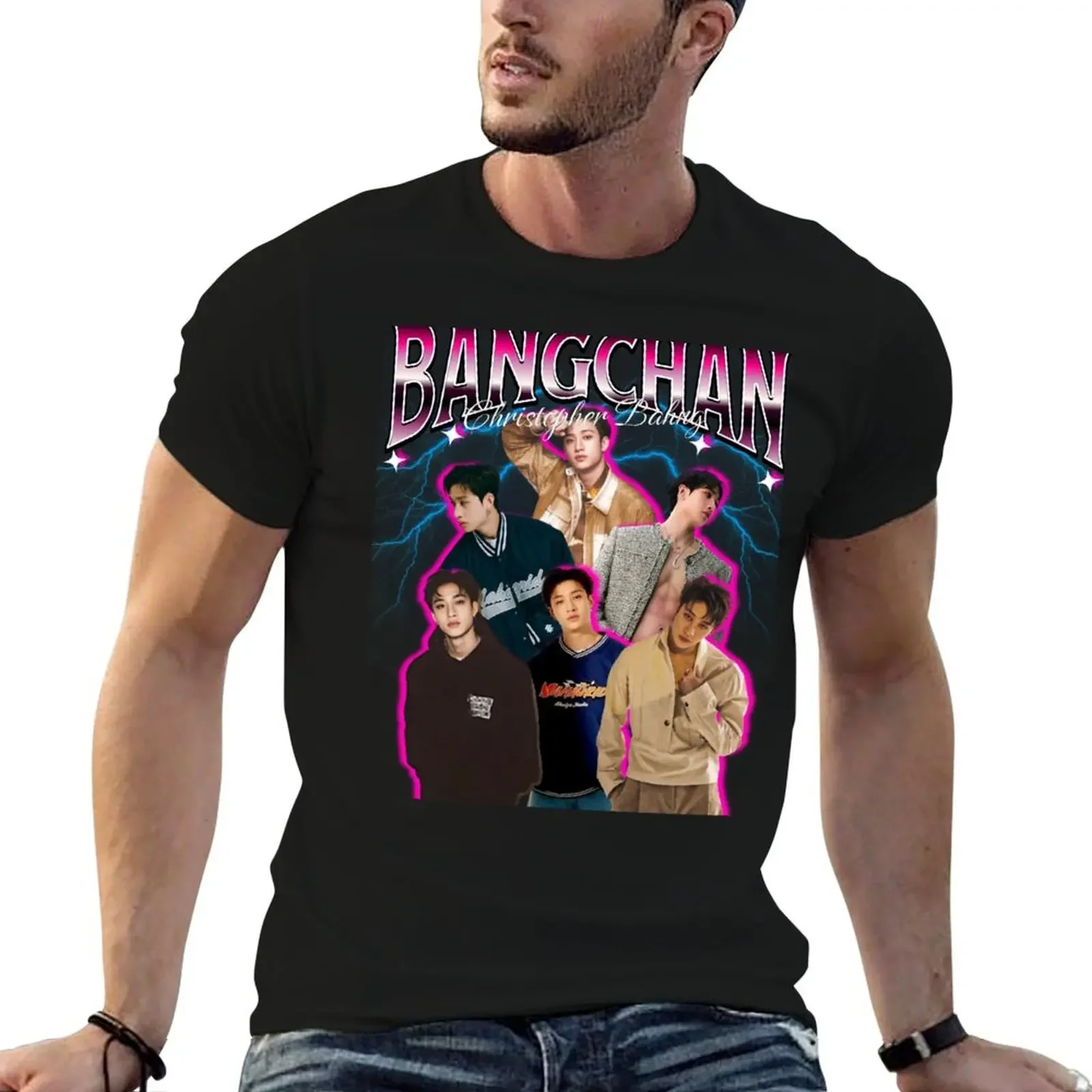 Bangchan Pink 90s T-Shirt graphic shirts Funny t-shirts T-shirts man vintage t shirt men