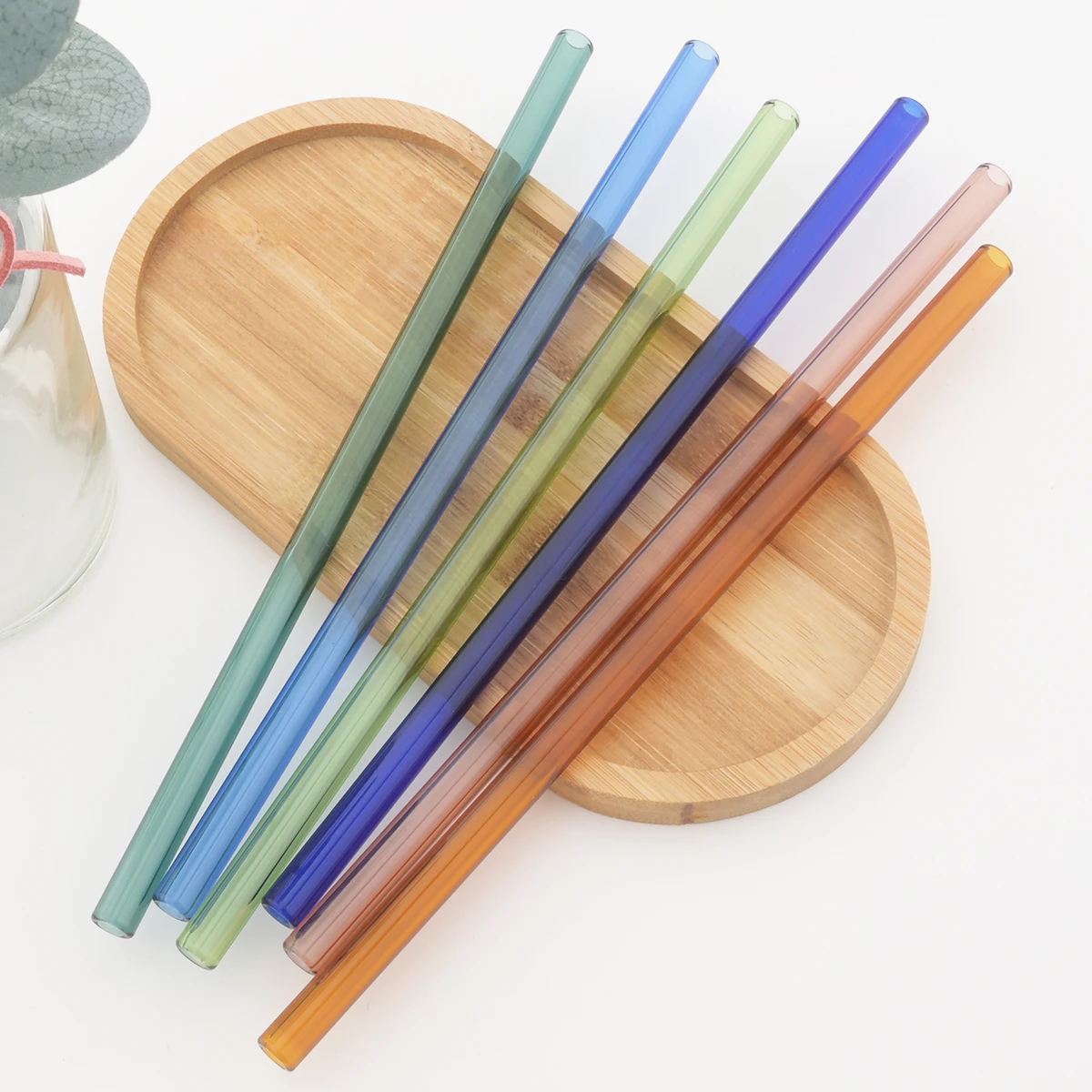 100Pcs/Set High Borosilicate Glass Straw Reusable Drinking Straws Eco Friendly Straw Set for Smoothies Cocktails Bar Accessories