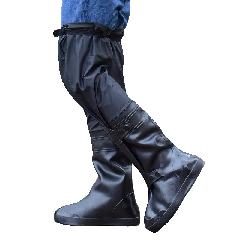 Anti slip thickened wear-resistant knee length rain shoe cover waterproof cycling water pants and rain pants rainy days