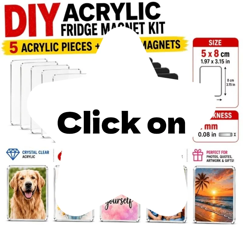 5Pcs Blank DIY Acrylic Fridge Magnet Clear Layer Strong Magnetic Backing For Home Decor Craft Photo Display Supply For Daily Us